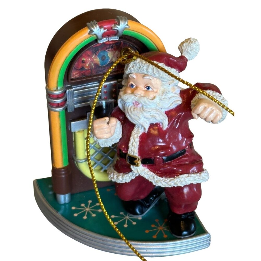 Santa Claus w/Juke Box Plastic Christmas Tree Ornament Multicolored